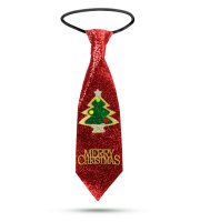 Karácsonyi nyakkendő - piros glitteres - 41 x 11 cm