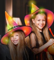 Halloween-i LED-es, színes boszorkány kalap - 38 cm