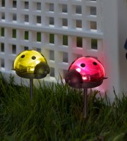 LED-es szolár lámpa - katica - hidegfehér - piros / sárga - 75 x 60 x 156 mm