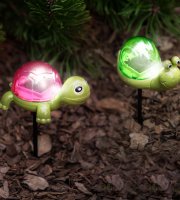 Leszúrható szolár - teknős, flamingó, csiga - fehér LED - 10 x 6 x 15 cm