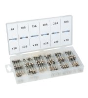 Üveg biztosíték készlet tárolódobozban - 120 db - 5-30A
