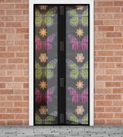 Szúnyogháló függöny ajtóra -mágneses- 100 x 210 cm - virágos pillangós