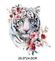 Ruhára vasalható matrica tigris virágokkal