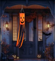 Halloween-i szélzsák dekoráció - tök - narancssárga - 122 cm