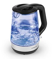 GOURMETMAXX Üveg Vízforraló Rozsdamentesacél Fekete 1,7L 2200W