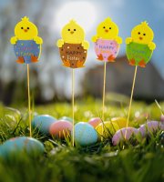 Húsvéti dekoráció - csibe - 4 féle - 6 x 9 cm - leszúrható