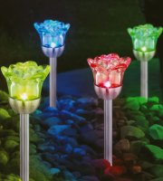 Szolár lámpa - leszúrható - rózsa - 1 RGB LED - 8 x 36,5 cm
