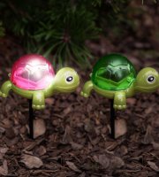 Leszúrható szolár - teknősbéka - fehér LED - 10 x 6 x 15 cm