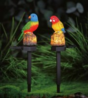 Leszúrható szolár dekoráció - papagáj - 1 melegfehér LED - 8 x 60 x 41 cm