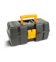 Kinyitható tálcás szerszámostáska - dupla tálcás - műanyag - 31 x 18 x 14 cm