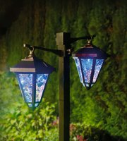 LED-es szolár lámpa - kandeláber - 137 cm - fekete - hidegfehér