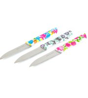 Konyhai kés készlet - 16 cm - virág mintás - 3 db / csomag
