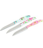 Konyhai kés készlet - 15 cm - virág mintás - 3 db / csomag