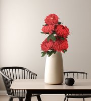 Műnövény dekoráció - krizantém - piros - 12 x 58 cm