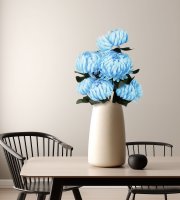 Műnövény dekoráció - krizantém - kék - 12 x 58 cm