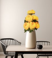 Műnövény dekoráció - krizantém - sárga - 12 x 58 cm
