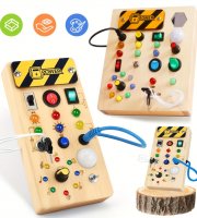 Színes Fa Foglalkoztató Tábla Érzékszervi Játékkal, Zene & Fény Kapcsolókkal - Oktatási & Utazásbarát Születésnapi Ajándék Gyerekeknek