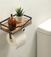 Helytakarékos falra szerelhető WC papír adagoló, tároló felülettel