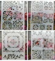 Festősablon 4 db Vintage csempe minták