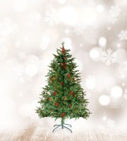 Műfenyő - 120 cm - PE / PVC - piros bogyóval