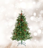 Műfenyő - 150 cm - PE / PVC - piros bogyóval