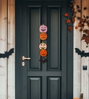 Halloween-i dekoráció - tök - akasztható - fa - 62 x 13 cm