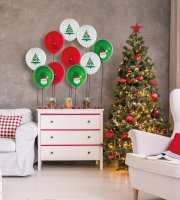 Lufi szett - piros, fehér, zöld, karácsonyi motívumokkal - 10 db / csomag