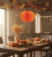 Őszi dekoráció - lampion tök - papír - 30 cm