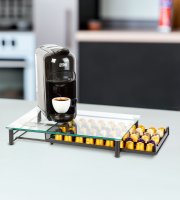 Fém kávékapszula tartó - 60 db Nespresso kapszulához - 410 x 260 x 60 mm - matt fekete