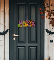 Halloween-i dekoráció - "Happy Halloween" - akasztható - 42,5 x 18 cm