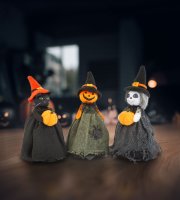 Halloween-i dekoráció - szellem, macska, tökfej - 21 cm