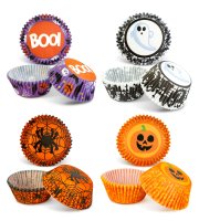 Halloween-i dekoráció - muffin papír szett - 50 db - 4 féle - 7 x 5 x 3,2 cm