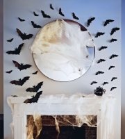 Halloween-i dekoráció - denevér szett - öntapadós - fekete - 30 db / csomag