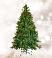 Műfenyő - 210 cm - PE / PVC - piros bogyóval