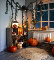 Halloween-i dekoráció - fekete pók - papír - 75 x 13 cm