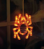 Halloween-i világító dekoráció - pók - tapadókorongos - 12 LED - 20 x 18,5 cm - 3 x AAA