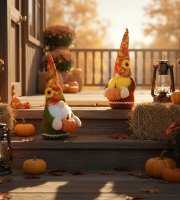 Őszi dekoráció - manó tökkel - 2 féle - 35 x 13 x 13 cm