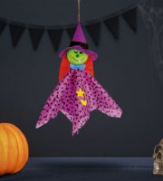 Halloween-i dekoráció - felakasztható - boszorkány - 48 x 44 cm