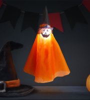 Halloween-i világító dekoráció - tök - felakasztható - RGB LED - 70 x 50 cm