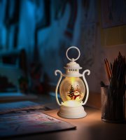 Karácsonyi dekoráció - lámpás - hóember - fehér - 16,5x 7 cm - 3 x LR44