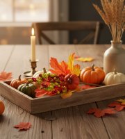 Őszi dekoráció - tök, bogyó, falevél - 24 cm - 2 db / csomag