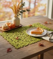 Őszi dekoráció - alátét - filc, zöld - 44,5 x 28,5 cm