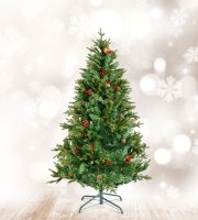 Műfenyő - 180 cm - PE / PVC - piros bogyóval