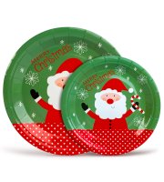 Karácsonyi papír tányér szett - Mikulás - 16,5 / 23 cm - 12+12 db / csomag