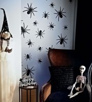 Halloween-i dekoráció - pók szett - öntapadós - fekete - 30 db / csomag