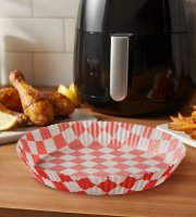Air fryer sütőpapír - olaj nélküli sütőhöz - kockás, kör - 23 cm - 50 db / csomag