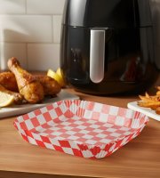Air fryer sütőpapír - olaj nélküli sütőhöz - kockás, négyzet - 20 cm - 50 db / csomag