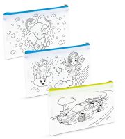 Színezhető tolltartó - 4 filccel - 21 x 12 cm - 3 féle