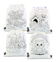 Színezhető tornazsák - 4 filccel - 33 x 27 cm - 4 féle