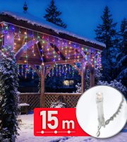Fényfüzér - 15 m - 600 LED - 220-240V - 6W - átlátszó kábel